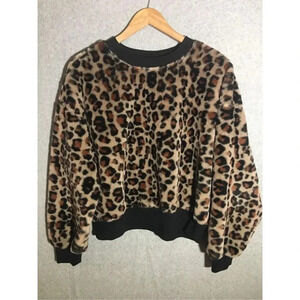 Womens Wild Fable Sweater Fuzzy Cheetah Print Soft Winter Animal Casual